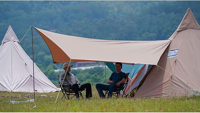 GeRRiT Pyramid Tent Indian Shelter Anti-Rainstorm Outdoor Camping Tent Yurt Tent with Stove Hole Family Teepee Tent