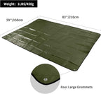 RedSwing 2 Pack Heavy Duty Waterproof Emergency Thermal Tarp, Insulated Survival Blanket for Outdoor Camping, Hiking, and Emergency Shelter, Green+Black