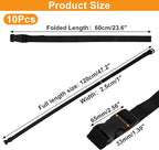 10Pcs Tie Down Straps Black Adjustable Nylon Strap with Buckles 1" x 47" (3.9ft) Straps with Quick Release, Lashing Strap for Backpacking, Outdoor Activities