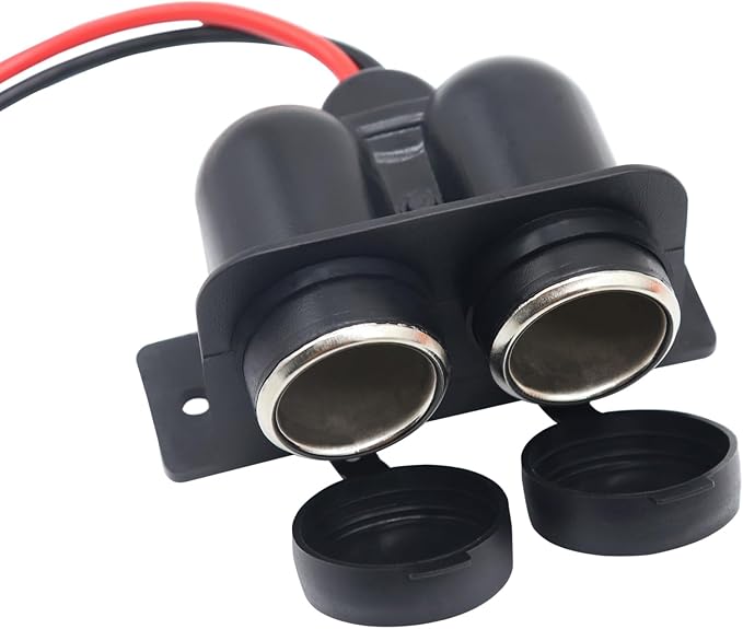 12 V Multifunctional Waterproof Car Modification Dual Cigarette Lighter Splitter Power Sockets Female Power Outlet Replacement for Portable Auto Electronic Devices