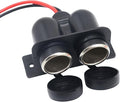 12 V Multifunctional Waterproof Car Modification Dual Cigarette Lighter Splitter Power Sockets Female Power Outlet Replacement for Portable Auto Electronic Devices