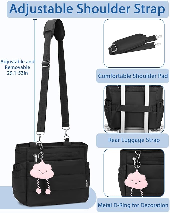 Lunch Box Tote Bag - Versatile Soft Insulated Lunchbox for Women - Lightweight Stylish Simple Lunch Pail Reusable Large Cooler Bag for Adults Work Office Camping Picnic Travel Outdoor Trips Black 10L