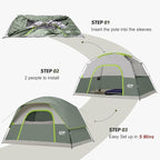 Tents for Camping 6 Person Tent Waterproof Windproof Double Layer Family Camping Tent, Easy Setup Dome Tent with Large Mesh Windows & Wider Door for Outdoor Camping & Hiking