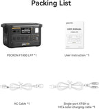 PECRON F1000LFP Portable Power Station, 1500W, 1004Wh LiFePO4 Battery Solar Generator, UPS, Fast Charging, Perfect Power Backup for Camping, Home Use, RV(Solar Panel Optional)