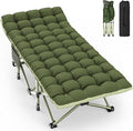ZENPETIO Oversized XXL Folding Camping Cot, Heavy Duty Sleeping Cot for Adults with Mattress and Pillow, Portable Cot Bed with Carry Bag for Outdoor Camp Travel Home Guest Office, Green
