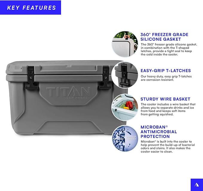 Titan Hard Ice Chest Cooler Roto Cooler with Microban Protection and Deep Freeze Insulation