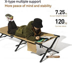 Folding Camping Cot Camping Bed Wear-Resistant 600D Oxford Cloth Portable Outdoor Lightweight Forest Folding Bed Chair(Olive Green)