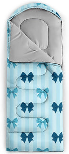 Colorful Bow Sleeping Bag, 3 Season Warm Cool Weather, Hand Drawn Bow Camping Sleeping Bag for Adult, Cute Bowknot Camping Backpacking for Outdoor Traveling Hiking Hunting Gear Equipment