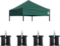 Eurmax USA Pop Up Canopy Replacement Canopy Tent Top Cover, Instant Canopy Top Cover ONLY,Bonus 4PC Pack Weight Bag (5x5,Forest Green)