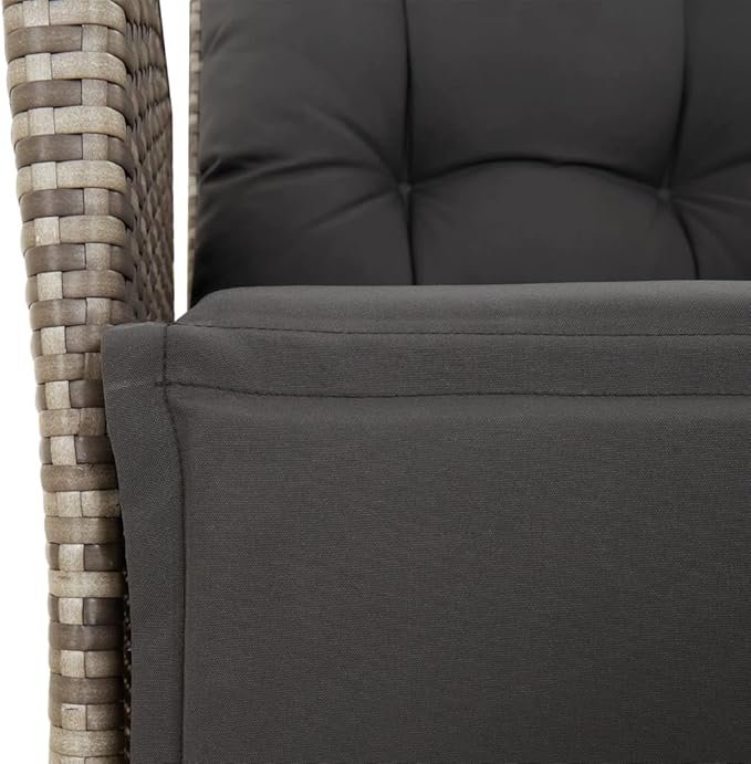 Reclining Patio Chair with Footrest Gray Poly Rattan Porch Chairs Camping Chairs Patio Chairs Living Room Chairs for Dining Patio Bedroom Outdoor