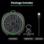 VIVOSUN AeroWave D4, 4” Grow Tent Clip Fan with Detachable Hook, 3-Speed Strong & Quiet Airflow, Adjustable Airflow Angle for Hydroponics, Circulation & Cooling, Black, 2-Pack
