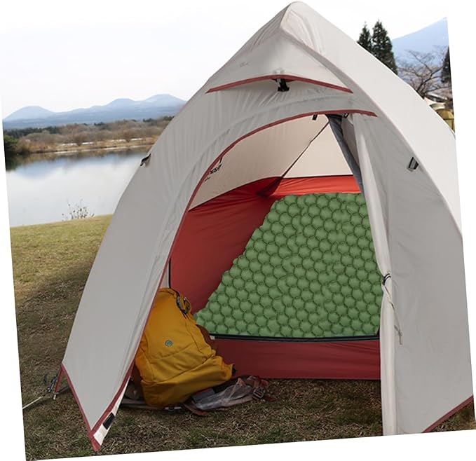 Outdoor Inflatable Sleeping Pad Camping Mat for Tent Hiking Backpacking Compact Portable Design Green