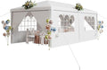 EROMMY Outdoor Party Tent 10x20 FT, Waterproof Canopy with 4 Removable Sidewalls and 2 Zipper Doors for Weddings, Events, Backyard Parties, White