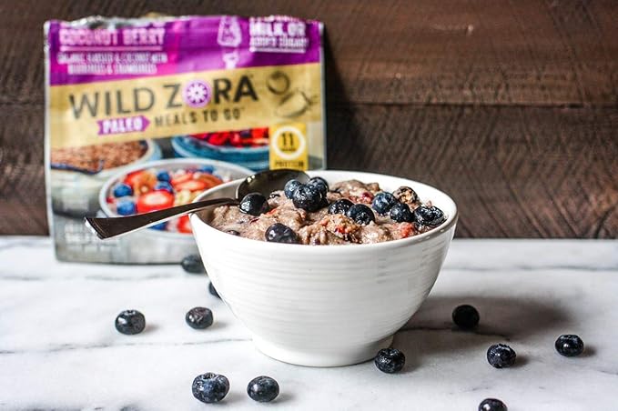 Wild Zora Paleo Freeze Dried Meals for Backpacking & Camping - Healthy Gluten Free & Grain Free Camping Meals/Backpacking Food + No Added Sugar - Great for Travel (Cliffside Coconut Berry 2-Pack)