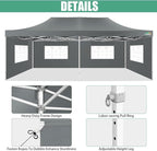 COBIZI 13x26 Pop Up Canopy Heavy Duty Canopy with Removable Sidewalls Party Tent Outdoor Wedding Large Event Tent with Roller Bag for Garden Lawn Waterproof UPF 50+ Easy Up, Gray (Framework Upgraded)