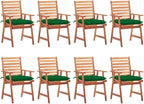 Patio Dining Chairs ,Bistro Chair,Camping Chair,Armchair,Outdoor Chairs,Beach Chair,Fishing Chairs,Barbecue Chairs,for Deck, poolside,Camping,Beach,Campsite,8 pcs with Cushions Solid Acacia Wood