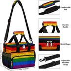 Insulated Lunch Bag Rainbow LGBTQ Pride Adult Large Reusable Lunch Box Leakproof Cooler Tote Bag Lunchbox Freezable Lunch Bag with Adjustable Strap for Women Men Picnic Work Beach