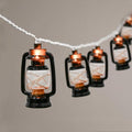 8.5Ft Black Mini Kerosene String Lights, Vintage Fairy Decorative Lights with 10 Mini Black Kerosene Lights, Connectable Outdoor Lantern Christmas Light for Bedroom Camping Wedding Garden Holiday