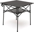 SUNNYFEEL Aluminum Folding Table for Camping, Lightweight Roll Up Top, Portable Camp Tables with Carry Bag for Outdoor Picnic (Square, Brown)