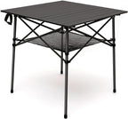 SUNNYFEEL Aluminum Folding Table for Camping, Lightweight Roll Up Top, Portable Camp Tables with Carry Bag for Outdoor Picnic (Square, Brown)