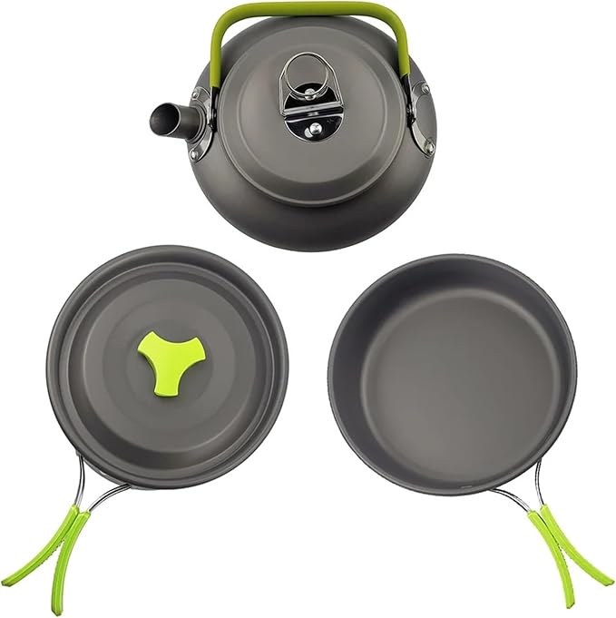 Outdoor Camping Cooking Set Hard Aluminum Alloy Tableware Kettle Cooker Pots and Bowls Hiking Barbecue Picnic