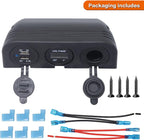 12-24 V Multifunctional 3 Hole Tent Type Car Modification Socket Female Power Outlet Adapter Dual USB Charger Red LED Digital Display Voltmeter Outlet for Automotive Marine Boat
