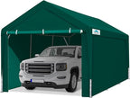 ADVANCE OUTDOOR 10x20 ft Heavy Duty Carport Garage Shelter, Adjustable Height (6.5-11ft) Waterproof Canopy with Removable Sidewalls for Cars, RV, Boat, Truck, Party - Green
