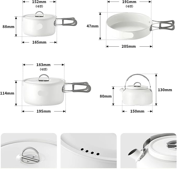 Ceramic Non-Stick Set of Pots Camping Cookware Kit Outdoor Frying Pan Kettle Picnic Tableware Kitchen Utensils