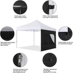 COOSHADE Instant Canopy SunWall 10x10 Canopy SideWall for Pop up Canopy Tent, 1 Pack Sidewall with Mesh Window Only, Black