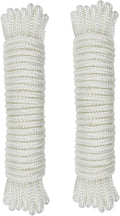 (1/8 inch) 3mm Nylon Rope 25feet Solid Braid,Multipurpose Utility Cord Line,High Strength White Utility Rope Cord Nylon Twine,Commercial, Anchors,Crafts,Blocks,Pulleys,Towing,Cargo,Tie-Downs(25ftx2)