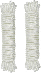 (1/8 inch) 3mm Nylon Rope 25feet Solid Braid,Multipurpose Utility Cord Line,High Strength White Utility Rope Cord Nylon Twine,Commercial, Anchors,Crafts,Blocks,Pulleys,Towing,Cargo,Tie-Downs(25ftx2)