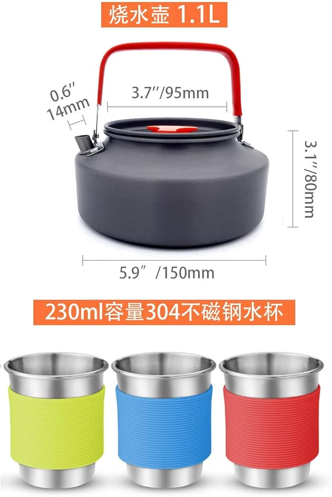 Camping Cookware Mess Kit,Camping Sets, Outdoor self-Driving Tour Picnic pots, Tableware, Set Combination,Camping Cookware Kit with Lightweight Pot, Spork