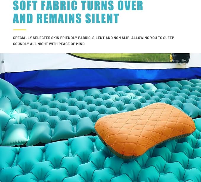 Self Inflating Sleeping Pad with Camping Pillow for Sleeping Easy to Use - Lightweight & Compact - 4-Season Camp Sleeping Mat and Pillow for Outdoor Activities, Camping,Travel,Car,Tent(Green)
