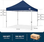 MASTERCANOPY Pop Up Canopy Tent Commercial Grade 10x10 Instant Shelter (Navy Blue)