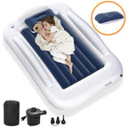 Inflatable Toddler Travel Bed - Portable Toddler Kids Travel Bed with Safety Sides Complete Kids Air Mattress Set with High-Speed Pump, Ideal for Vacation Camping and Sleepover (60 Inches)
