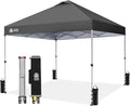CROWN SHADES 10x10 Pop Up Canopy - Beach Tent with One Push Setup - Easy Outdoor Sun Shade Shelter for Events, Parties - Gazebo with STO-N-Go Cover Bag, Silver Coated Top,Light Gray