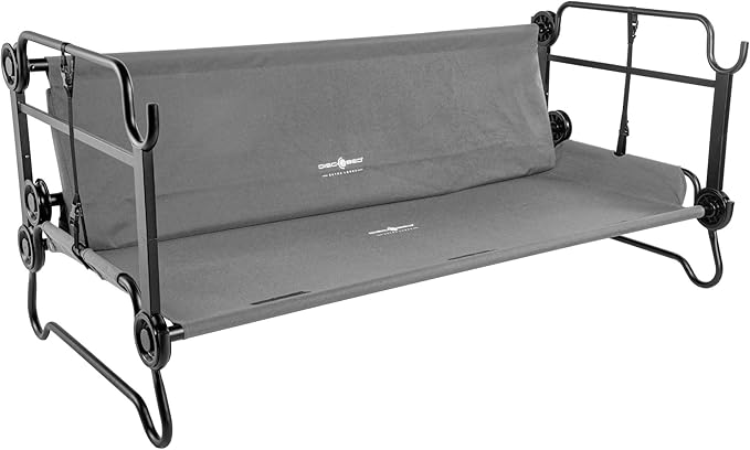 Disc-O-Bed XL Outdoor Modular 2 Person Double Camping Cot Portable Bed with 2 Height Options for Adults, Sleep Solution for Tents, Grey