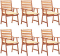 Patio Dining Chairs 6 pcs,Lawn Chair,Camping Chair,Garden Chair,Featuring Slatted Design,Waterproof Cushion,Each Cushion Features 2 Sets of Ropes, with Cushions Solid Acacia Wood