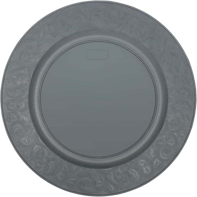 100 Pcs 13 Inch Green Charger Plates, Bulk PP Wedding Chargers with Floral Reef Design Decorative Round Ruffled Rim Dinner Plates for Wedding Party Event Table Setting Decoration
