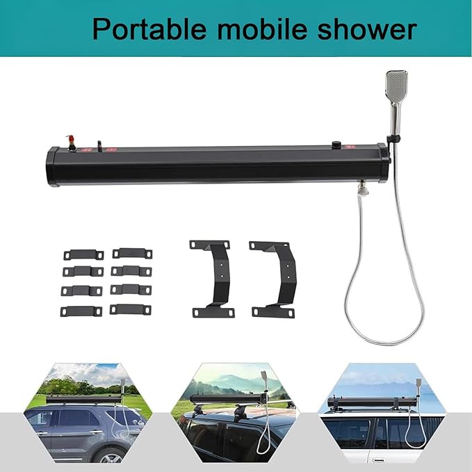 Multi-Function Solar Shower Tank Outdoor - Roof Rack/Vehicle Mountable Portable Water Reservoir for Camping, Overland Expeditions, Car Washing & Outdoor Activities 18L