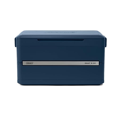 Coleman Snap 'N Go 55-Quart Collapsible Hard Cooler, Portable Hard-Sided Cooler with Waterproof Removable Liner, Space-Saving & Quick Set Up, 64 Hours Cold, Sapphire Blue