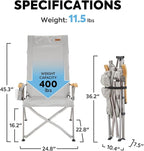 ICECO Adjustable Camping Chairs for Adults, Foldable High Back Camping Chair, Portable Folding Chairs for Outside, Reclining Outdoor Chair with Storage Bag, 400LBS, 10 Years Warranty