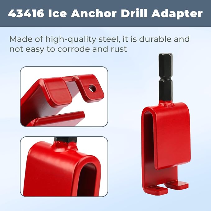 43416 Anchor Install Adapter Compatible with Eskimo Auger,Ice Anchor Drill Adapter for Setting Up Ice Fishing Shelter Tent,Red Ice Fishing Tent Accessories