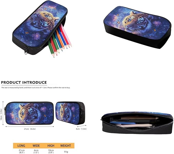 Space Tiger Cool Backpacks for Boys Backpack with Lunch Box Pencil Case Water Cup Cover 17 Inch Large Capacity Kids Bookbag for Boys Elementary School bags 4 Pcs Daypacks