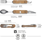 CIVIVI Partake 4-in-1 Camping Utensil, Detachable Stainless Steel Folding Knife, Fork, Spoon & Bottle Opener Multi-Tool, with Waxed Canvas Pouch for Travel Camping Hiking, C24032C-2, Coyote Brown