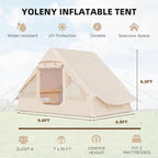 YOLENY 2-4 Person Inflatable Tents for Camping, Quick Setup in 2 Minutes with Hand Pump, 4-Season Waterproof Windproof Oxford Blow Up Tent