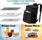 25L Insulated Cooler Backpack – Leak Proof Travel Back Pack Cooler for Hiking, Camping, Beach, Picnic & Outdoor Adventures – Large Capacity Soft Cooler Bag for Men & Women, Keep Food - Drink Cold