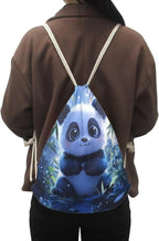 Upetstory Adorable Panda Drawstring Backpack for Women Kids Cinch Sackpack Portable Draw String Bag Outdoor Beach Workout Gym Bags Storage Pouch