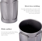 iBasingo 1050ml Titanium Bottle with 600ml Nesting Cup Outdoor Camping Single Layer Wide Mouth Cookware Lightweight Portable Bottle Mug Set Hiking Picnic Solo Cooking Mess Kit Ti3007D