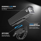 WGGE Ultra Bright USB Rechargeable Bike Light Set,Powerful Bicycle Front Headlight and Back Taillight,Easy to Install for Night Riding Fits All Bicycles,Mountain,Road or Camping